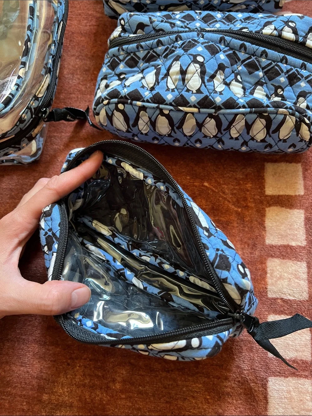 Vera Bradley Penguin Clear Tote with Matching Cosmetic Bags